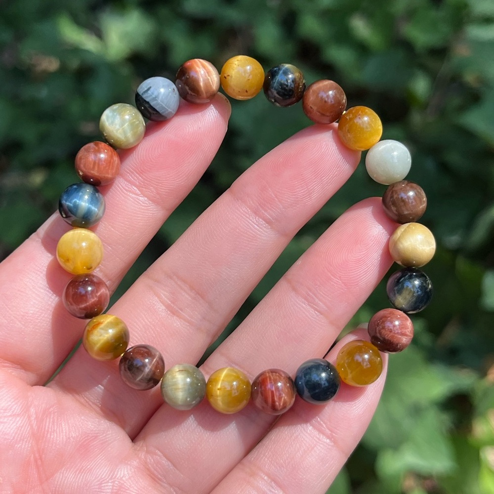8mm stretchable ice rainbow tiger eye bracelet